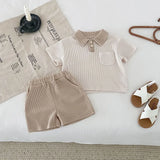 MQTIME  -  Summer Baby Clothes Set Turn Down Collar T-shirt And Shorts 2Pcs For Boys Toddler Tracksuit Outfit