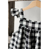  MQTIME  -  Retro Linen Black And White Plaid Girls Square Neck Dress Summer New Baby Girl Cotton Linen Loose Breathable Sleeveless Dresses