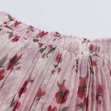 MQTIME  -  New Summer 2024 Women's Casual and Elegant Lace Patchwork Pleated Fashionable Mid Length Floral Skirt