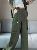 MQTIME -  New Y2K Fashion Cargo Women Wide Leg Pants High Waist Chicly Pockets Female Pants Straight Casual Black Loose Trousers Lady