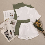  MQTIME  -  Summer New Boys And Girls Daily Casual Soft Suit 100% Cotton Children's Round Neck Short Sleeve T-Shirt + Loose Shorts 2pcs Sets