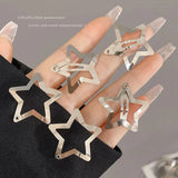 Mqtime 2/50Pcs Y2K Silver Star Hair Clips for Girls Filigree Star Metal Snap Clip Hairpins Barrettes Hair Jewelry Nickle Free Bobby Pin