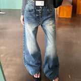 MQTIME  -  American High Street Wide Leg Washed Jeans Summer High Waist Pants Women Multi Button Contrast Stitch Baggy Loose Denim Trousers