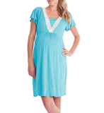 Mqtime Fashionable Multifunctional Mother's Convenient Nursing Skirt Maternity Pajamas Nursing Clothes Lace Splicing Nursing Pajamas