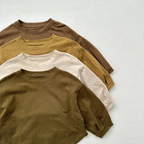 MQTIME  -  Autumn New Children Long Sleeve T Shirts Solid Baby Boys Casual T Shirts Cotton Girls Loose Bottoming Tops Kids Clothes