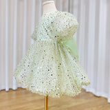 MQTIME  -  Luxury Elegant Shiny Sage Girl Dress Bow Princess Baby Kids Wedding Birthday Party Gown First Communion Pageant J156