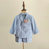 MQTIME  -  Boys Suit for Weddings Party Summer Autumn Gentleman Plaid Birthday Blazer Set Baby 1 To 4 Y Kids photograph Costumes