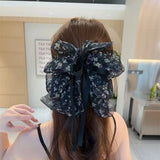 Mqtime New Woman Break Flower Gauze Ribbon Bowknot Hair Claws Lady Hairpins Barrettes Gilrs Elegant Large Hair Clips Hair Accessories