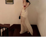 MQTIME  -  Gentle Floral Embroidery Strapless Maxi Dress Summer Slim Bodice Women Sheer Patchwork Vacation Wedding Guest Evening Long Dress