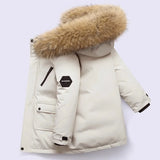 MQTIME  -30℃ Winter Kids Padded Jacket Children Thick Plus Velvet Warm Parkas Coat Boys Girls Fur Collar Hooded Cotton Clothes Outerwear