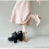 MQTIME  -  Ballet Style Fashion Satin Cross Strap Women Pumps Spring Summer Mary Janes Thick High Heels Lolita Ballet Dancing Chunky Shoes