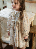MQTIME  -   Spring Girls' Clothing 2-8Y Embroidered Lace Collar Floral Dress for Girls Children's Puff Sleeve Princess Dress