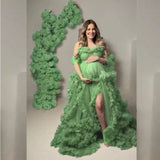 MQTIME  -  Maternity Dresses for Photoshoot Puffy Ruffles Tulle Pregnancy Gowns Baby Shower