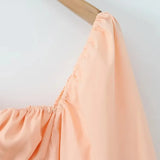 MQTIME  -  Fashion Sweet Style Dress Women's Autumn Bubble Sleeve Splicing Design Pleated Skirt