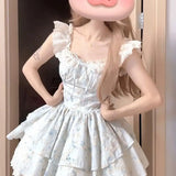 MQTIME  -  French Style Women's Dress Flying Sleeve Summer Patchwork Lace Short Dress Princess Ball Gown Girl Party Dress