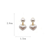 Mqtime Imitation Pearl Earrings For Women Heart Round Stud Earrings Elegant Love Ear Stud Party Wedding Jewelry Valantine Day Gifts