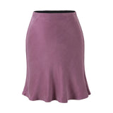 MQTIME  -  5 Colors Summer Elastic High Waist Bright Satin Skirt Women Feels Smooth A-line Short Skirts Femme Bottom Army Green Black Brown
