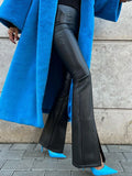 MQTIME  -  Women's High Waist Flare Pants Vertical Seam Slim Front Slit Hem Solid Long Trousers Autumn Fashion All-match Casual Outfit