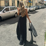 MQTIME  -  Summer Women's French Temperament Polka Dot Sexy V-neck Suspender Backless Dress