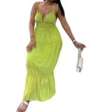 MQTIME  -  Summer New Solid Color Suspender Waist Tube Top Dress Femininity Elegant Long Dress