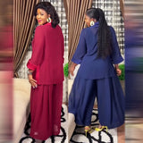 MQTIME  -  Women's There Piece Sets 2025 Spring And Summer New Women's Solid Color Casual Cardigan Top Wide Legged Pants Suit Two-Piece Set
