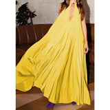 MQTIME  -  Summer Maxi Dress for Women Casual Sexy Deep V-Neck Halter Neck Sundress Sleeveless A-Line Draped Long Dresses Female