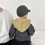 MQTIME  -  Baby Clothes 0-2 Y Infant Boys Casual Denim Jumpsuit Toddler Girls False Patchwork Hooded Romper