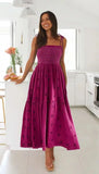 MQTIME  -  Strap Long Dress Summer Wrapped Embroidery Dress A-line Sunflower Design Ruffled Midi Length Vestidos Boho Robes