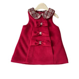 MQTIME  -  Girls Christmas Dress Winter Peter Pan Collar Thicken Warm Kids Girls Princess Dress Bow Appliques Toddler Girl Red Dress