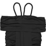 ﻿ MQTIME  -  Street Women Slash Neck Halter Ribbon Ruched Mini Dress 2025 Fall Evening Sexy Party Beach Vacation Dresses Vestidos