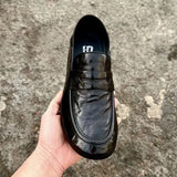  MQTIME  -  European Station Business Casual Board Shoes New Low Top Men's One Step Casual Pure Leather Men's Bean Shoes
