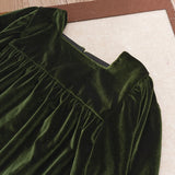  MQTIME  -  Girls Velvet Dress With Gorgeous Sleeves Chic Sapphire Blue Christmas Party Vintage Dresses Children's Autumn Clothes