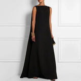 MQTIME  -  Female Solid Color V-Back Elegant Party Evening Long Dress Summer Sleeveless Loose Casual Maxi Dresses For Women