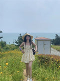 MQTIME  -  Sweet Young Lady Summer Bud Dress Fashion Printing Women's Strap Dress High Waist Sleeveless Female Floral Dress Holiday Clothes