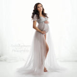  MQTIME  -  Bohemian Photo Shooting Pregnancy Dress Lace Bodysuit Tulle Long Dress  Boho Style Maternity Dresses For Photo Shoot