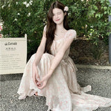 MQTIME  -  Elegant Vintage Tierred Floral Summer Women Dress Female Patchwork Long Fairy Dress Female Casual Evening Party Dress