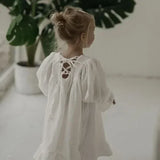  MQTIME  -  New Autumn Children Clothes 2-6 Yrs Baby Girl Party Dress Long Sleeved Cotton Solid Color Kids Princess Dresses