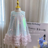 MQTIME  -  Kids Girls Fairy Princess Dress Sleeveless Bow Sequined Cake Dress Children Puffy Skirt Birthday Party Vest Tulle Dresses