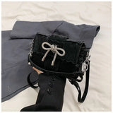  MQTIME  -  Cute PU Leather Biscuit Bow Large-capacity Patchwork Crossbody Bag Shoulder Bags Kawaii Women's Bag Lipstick Wallet Storage Bags