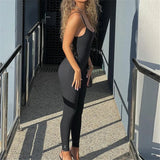 MQTIME  -  Spaghetti Strap Low Cut Black Skinny Solid Stretchy Summer Jumpsuits Backless Streetwear One Piece Romper For Women