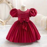 MQTIME  -  Kids Dresses For Girls Beading Autumn Clothes Child Satin Party Princess Formal Bridesmaid Pageant Ball Gown 3-10 Years