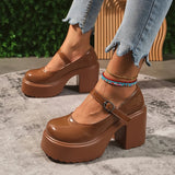 MQTIME  -  Vintage Super High Heels Mary Jane Shoes Women Plus Size Ankle Buckle Platform Pumps Woman Round Toe Chunky Heeled Lolita Shoes