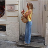 MQTIME  -  Dopamine Contrast Stripe Knitte Vest Women O-neck Sleeveless Irregular Hem Short Top 2025 Summer Casual Sweet Office Lady Outfit