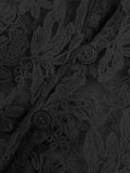  MQTIME  -  New Elegant Black With Buttons Semi-Sheer Embroidered Lace Top Sexy Cardigan Cuffs Tie Long Sleeve Shirt Summer Women's Clothing