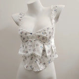  MQTIME  -  Floral patchwork camisole shorts pajama set, rustic style, spring and autumn pure desire thin home clothes for girls
