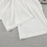 MQTIME  -  Laced up Long Sleeve White Nightwear Spring Autumn Pajamas Lounge Wear Women's Home Clothes Casual Sleepwear Home Wear D422