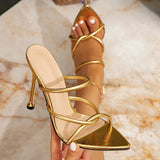 MQTIME  -  Women's Fashion High-heeled Women's Shoes Stiletto High-heeled Slippers with Pointed Toes