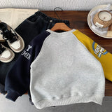  MQTIME  -  Baby Boys Sweatshirt New Winter Letter Printed Thicken Warm Kids Boy Pullover Casual Patchwork Children Boy Tops Hoodies