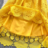 MQTIME  -  Summer Elegant Hollow Out Embroidery Lace Long Dresses Women Holiday Short Sleeve Flower Retro Evening Party Female Vestidos