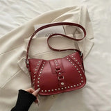  MQTIME  -  American Retro-punk Y2k Metal Rivet PU Leather Cool Messenger Bag Large-capacity Storage Bags Handbag Crossbody Bag Woman Bags